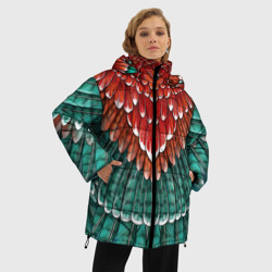 Женская зимняя куртка Oversize Оперение зимородка красно-бирюзовое - фото 2