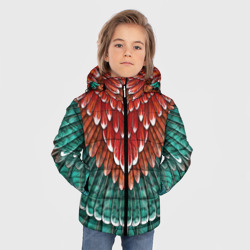 Зимняя куртка для мальчиков 3D Оперение зимородка красно-бирюзовое - фото 2