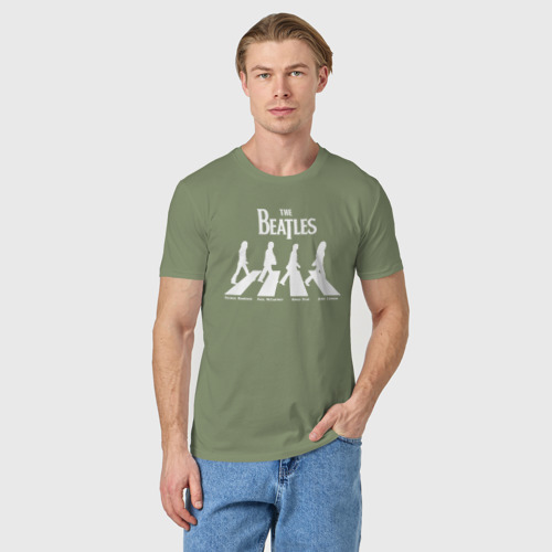 Мужская футболка хлопок The Beatles, цвет авокадо - фото 3