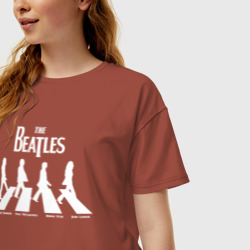 Женская футболка хлопок Oversize The Beatles - фото 2