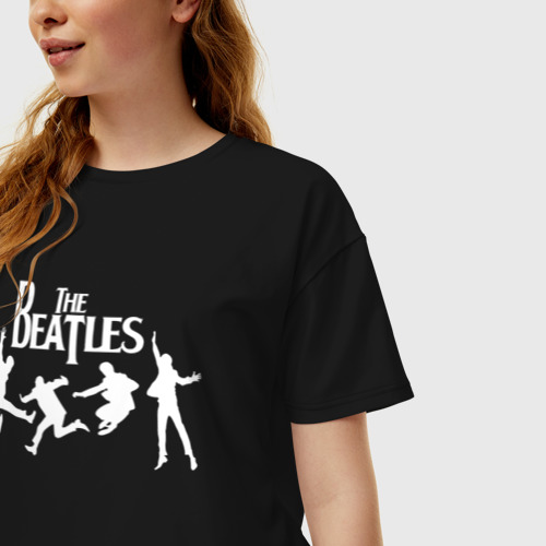 Женская футболка хлопок Oversize The Beatles, цвет черный - фото 3