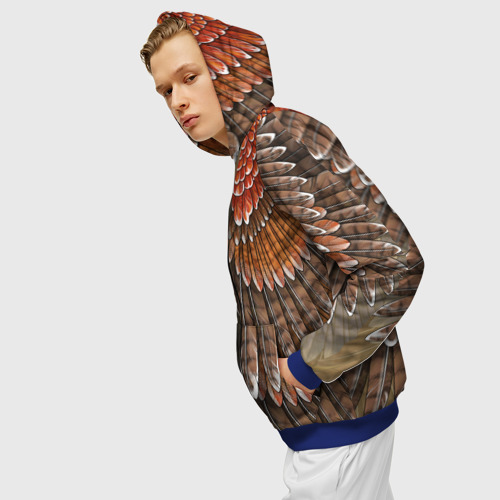 Мужская толстовка 3D на молнии Оперение: орел, цвет синий - фото 5