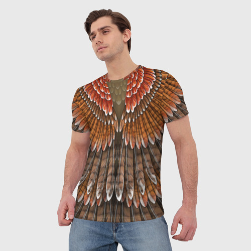 Мужская футболка 3D Оперение: орел, цвет 3D печать - фото 3