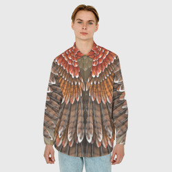 Мужская рубашка oversize 3D Оперение: орел - фото 2