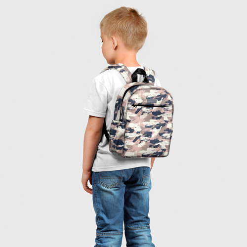 Детский рюкзак 3D с принтом Кремовый камуфляж, фото на моделе #1