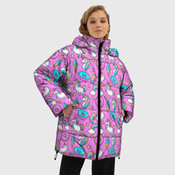 Женская зимняя куртка Oversize Единороги и пончики - фото 2