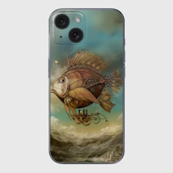 Чехол для iPhone 15 силиконовый с защитой камеры Рыба-дирижабль