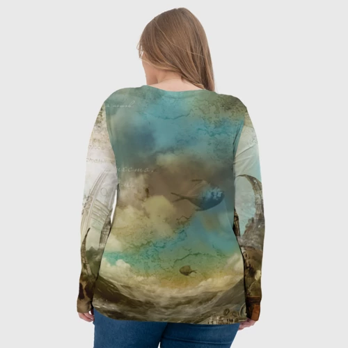 Женский лонгслив 3D с принтом Рыба-дирижабль, вид сзади #2