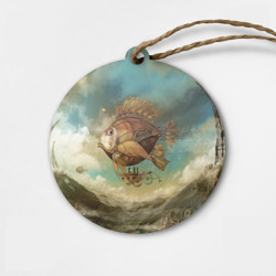 Деревянная игрушка круг Рыба-дирижабль