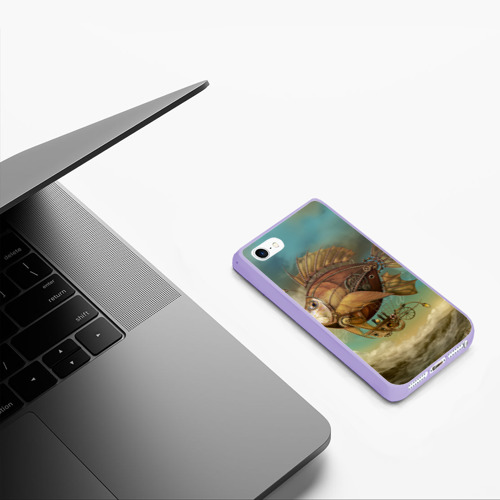 Чехол для iPhone 5/5S матовый Рыба-дирижабль, цвет светло-сиреневый - фото 5
