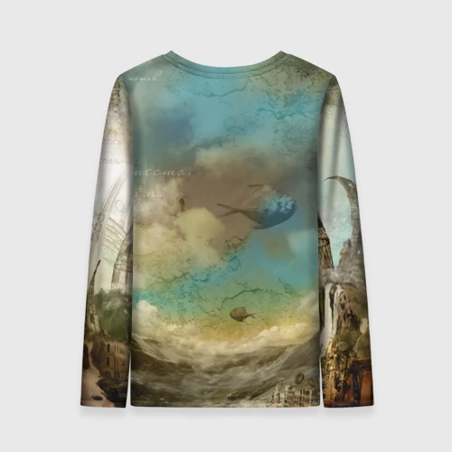 Женский лонгслив 3D с принтом Рыба-дирижабль, вид сзади #1