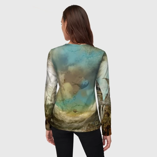 Женский лонгслив 3D с принтом Рыба-дирижабль, вид сзади #2