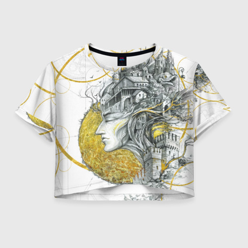 Женская футболка Crop-top 3D Мечты города, цвет 3D печать