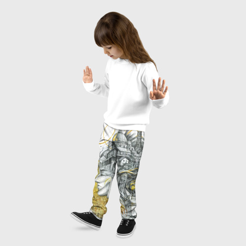 Детские брюки 3D с принтом Мечты города, фото на моделе #1