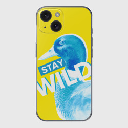 Чехол для iPhone 15 силиконовый с защитой камеры Оставайся диким - селезень