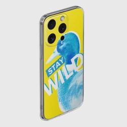 Чехол для iPhone 15 Pro Max силиконовый с защитой камеры Оставайся диким - селезень - фото 2
