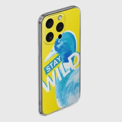 Чехол для iPhone 15 Pro силиконовый с защитой камеры Оставайся диким - селезень - фото 2