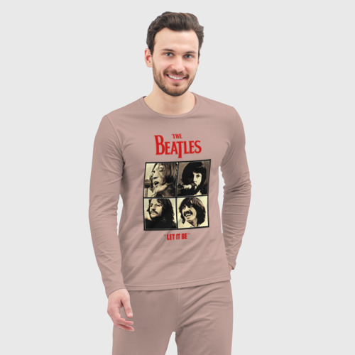 Мужская пижама с лонгсливом хлопок The Beatles LET IT BE, цвет пыльно-розовый - фото 5