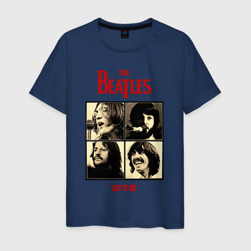 Мужская футболка хлопок The Beatles LET IT BE, цвет темно-синий