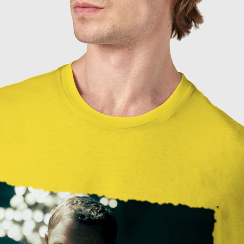 Мужская футболка хлопок 007, цвет желтый - фото 6
