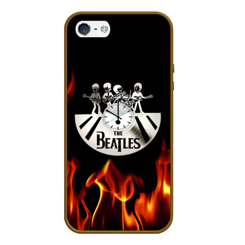 Чехол для iPhone 5/5S матовый The Beatles, цвет коричневый