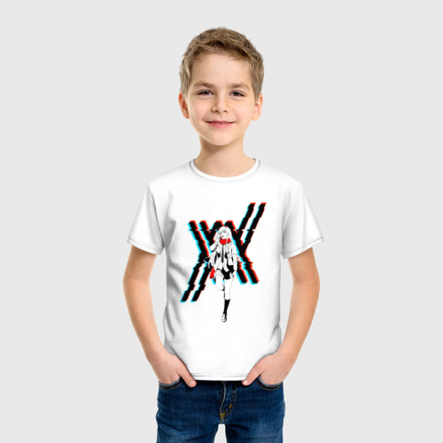 Детская футболка хлопок с принтом Two XX run, фото на моделе #1