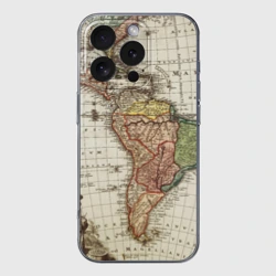 Чехол для iPhone 16 Pro силиконовый с защитой камеры Винтажная карта