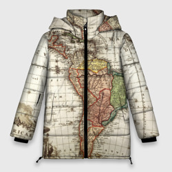 Женская зимняя куртка Oversize Винтажная карта