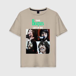 Женская футболка хлопок Oversize Beatles let IT be