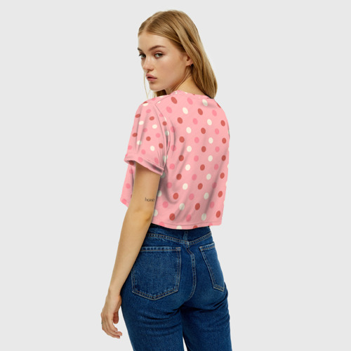 Женская футболка Crop-top 3D Тоторо розовые точки, цвет 3D печать - фото 5
