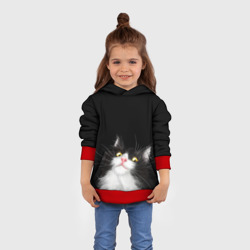 Детская толстовка 3D Кот чёрный с белой мордочкой - фото 2