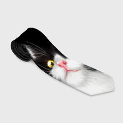 Галстук 3D Кот чёрный с белой мордочкой