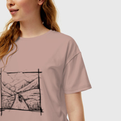 Женская футболка хлопок Oversize Дорога - фото 2