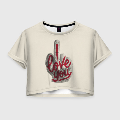 Женская футболка Crop-top 3D I love you, цвет 3D печать