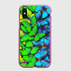 Чехол для iPhone XS Max матовый Радужные    бабочки