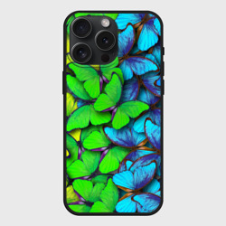 Чехол силиконовый для Apple iPhone 15 Pro Мax матовый Радужные    бабочки