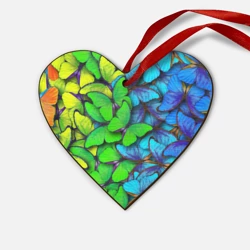 Деревянная игрушка Сердце Радужные    бабочки