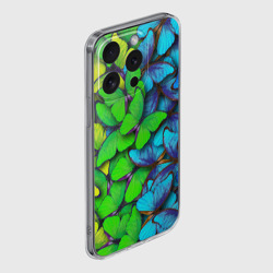 Чехол для iPhone 15 Pro силиконовый с защитой камеры Радужные    бабочки - фото 2