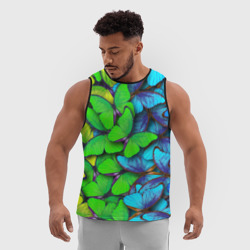 Мужская спортивная майка 3D Радужные    бабочки - фото 2