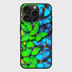 Чехол силиконовый для Apple iPhone 15 Pro матовый Радужные    бабочки