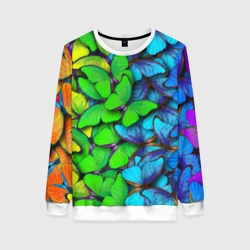 Женский свитшот 3D Радужные    бабочки