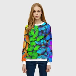 Женский свитшот 3D Радужные    бабочки - фото 2