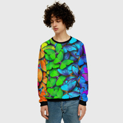 Мужской свитшот 3D Радужные    бабочки - фото 2