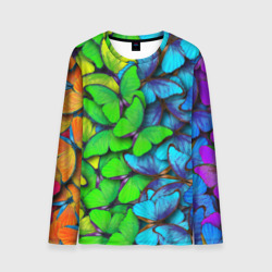 Мужской лонгслив 3D Радужные    бабочки