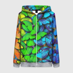 Женская толстовка 3D на молнии Радужные    бабочки