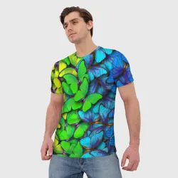 Мужская футболка 3D Радужные бабочки - фото 2