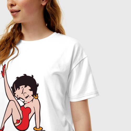 Женская футболка хлопок Oversize Betty Boop, цвет белый - фото 3