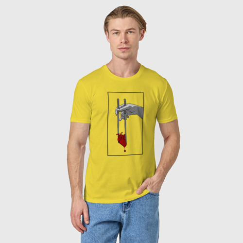 Мужская футболка хлопок Eat heart, цвет желтый - фото 3