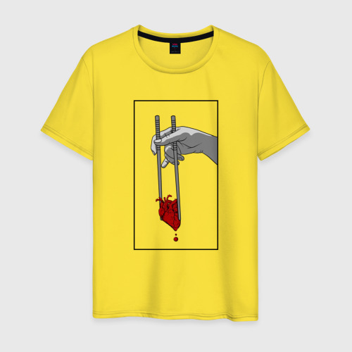 Мужская футболка хлопок Eat heart, цвет желтый