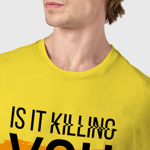 Мужская футболка хлопок Is it killing you like me?, цвет желтый - фото 6